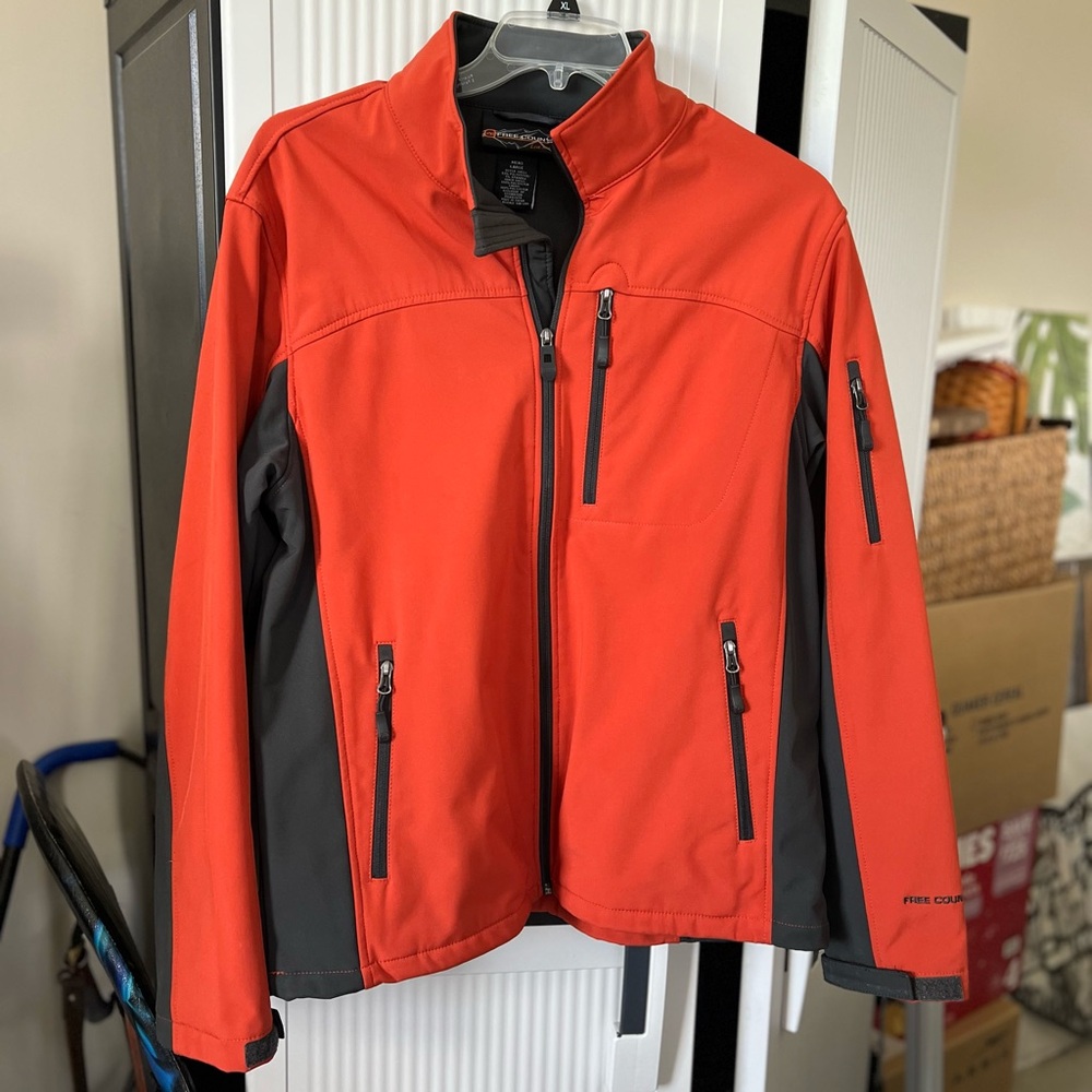 Orange and Black Performance Softshell Jacket with Dynamic Design